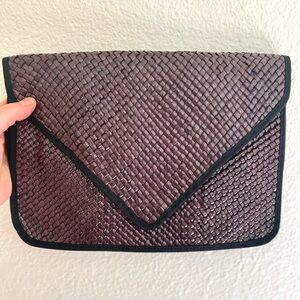 Vintage Woven Straw Envelope Clutch Cross Body Mister Ernest Made In Italy